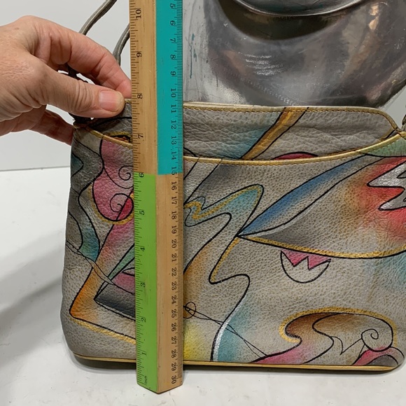 Hand painted crossbody gray abstract - Picture 13 of 17